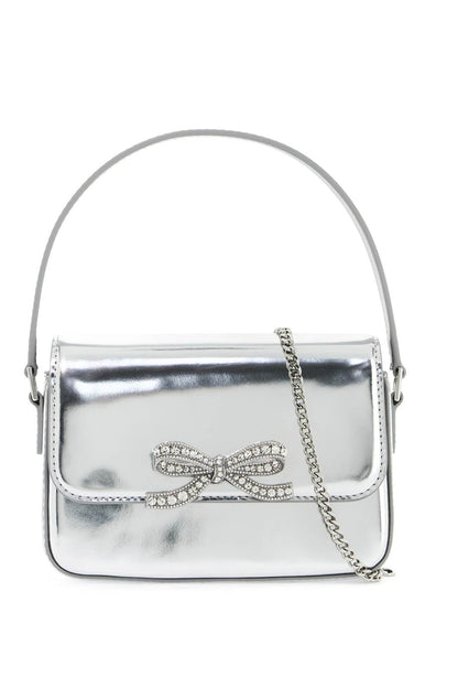 Micro Laminated Leather Handbag  - Silver