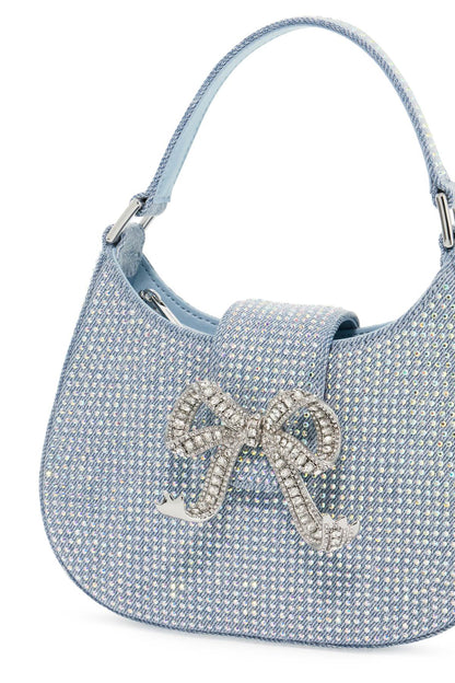 Mini Crescent Denim Bag With Rhinestones  - Blue