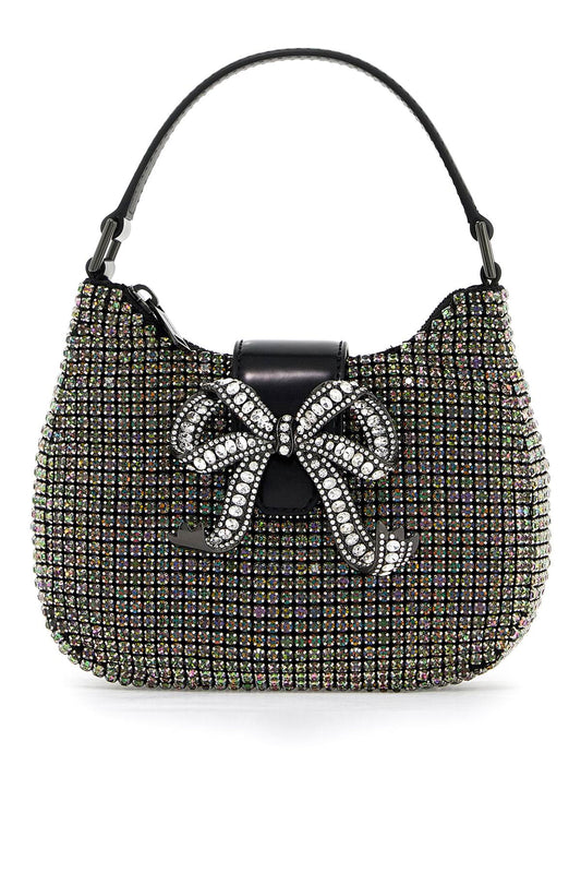 Mini Crescent Bow Bag With Crystals  - Black