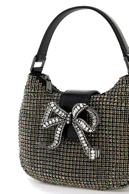 Mini Crescent Bow Bag With Crystals  - Black