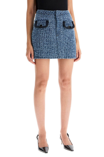 Distressed Denim Mini Skirt  - Blue