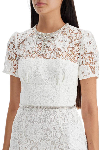 Short Floral Lace Sheath Dress  - White