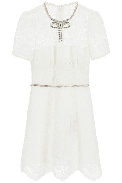 Short Floral Lace Sheath Dress  - White