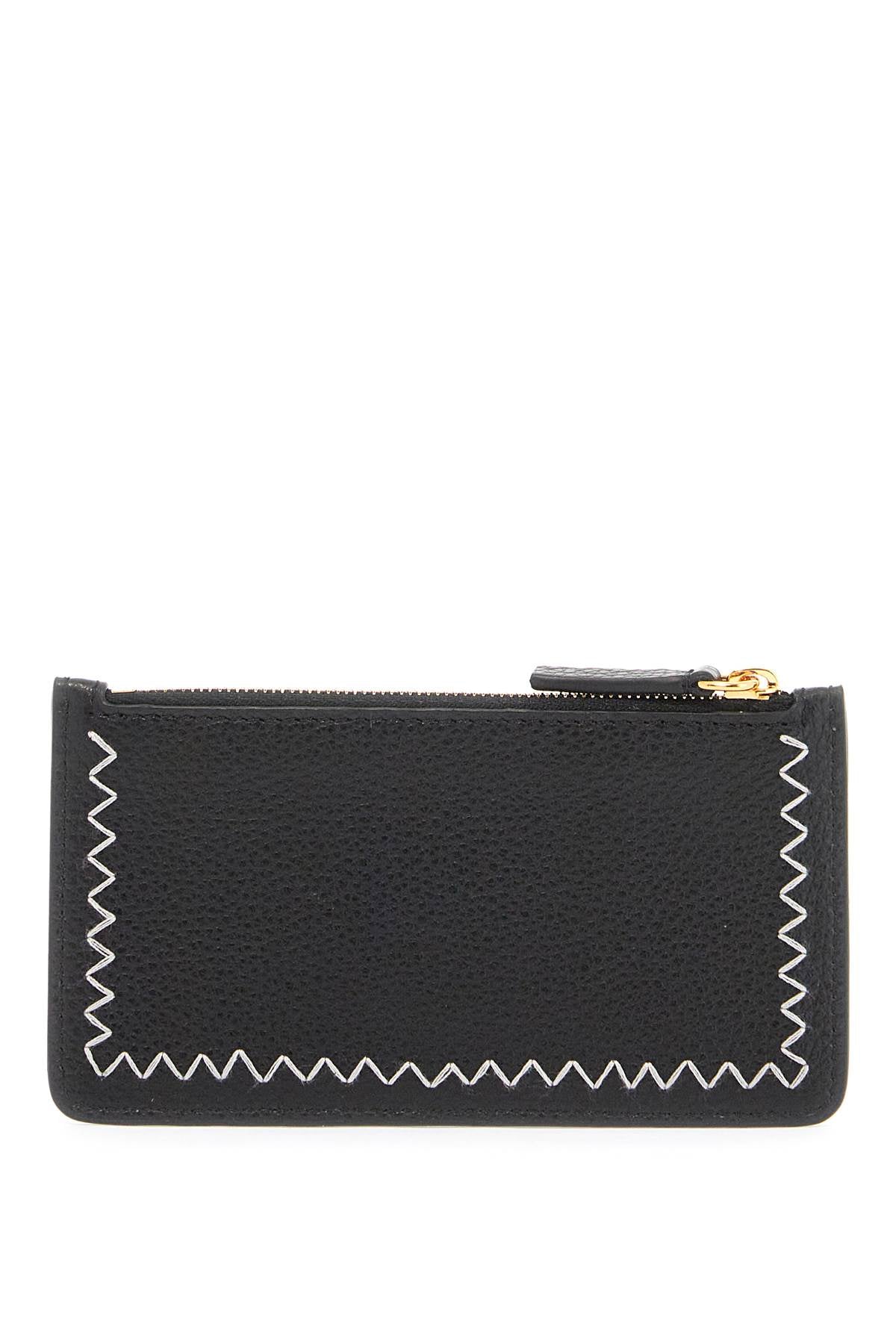 Embroidered Card Holder  - Black