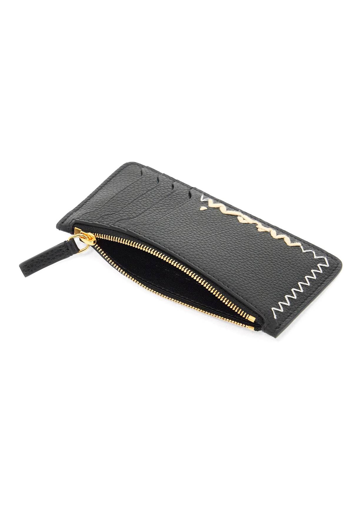 Embroidered Card Holder  - Black