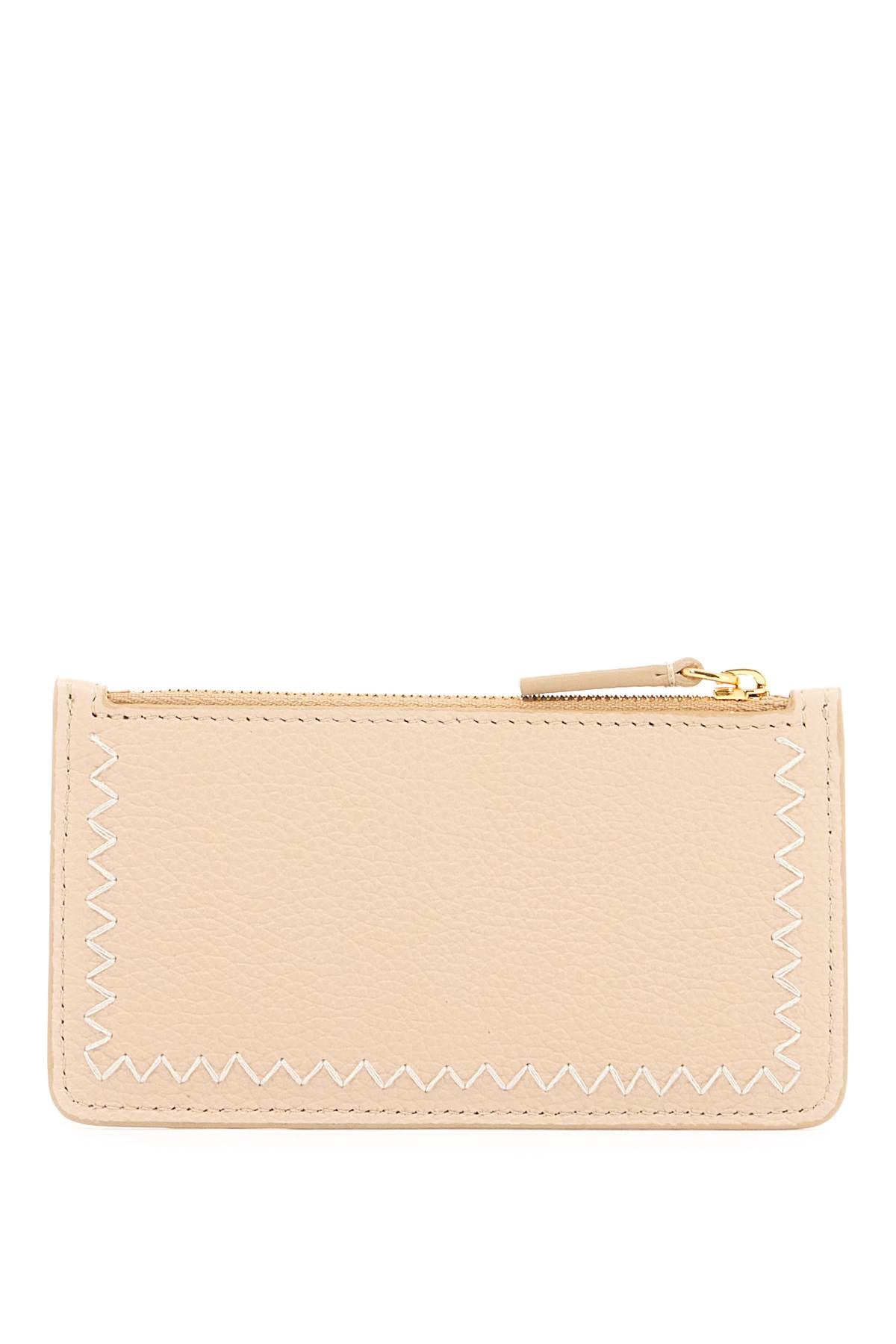 Embroidered Card Holder  - Beige