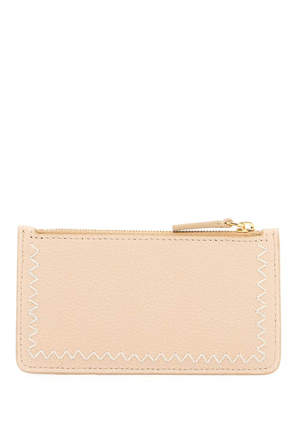 Embroidered Card Holder  - Beige