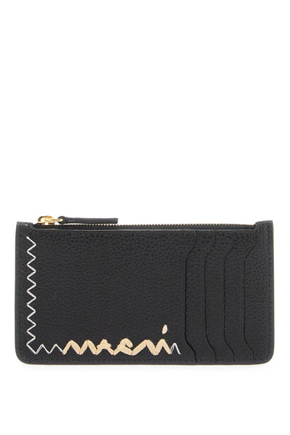 Embroidered Card Holder  - Black