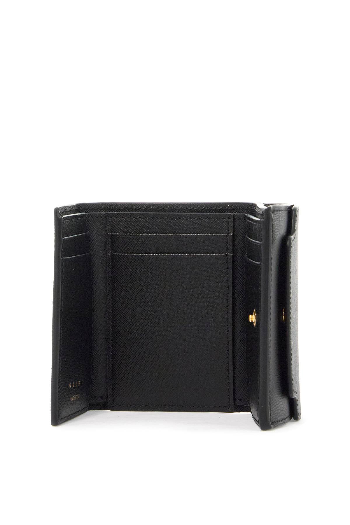 Saffiano Leather Tri-fold Wallet  - Black