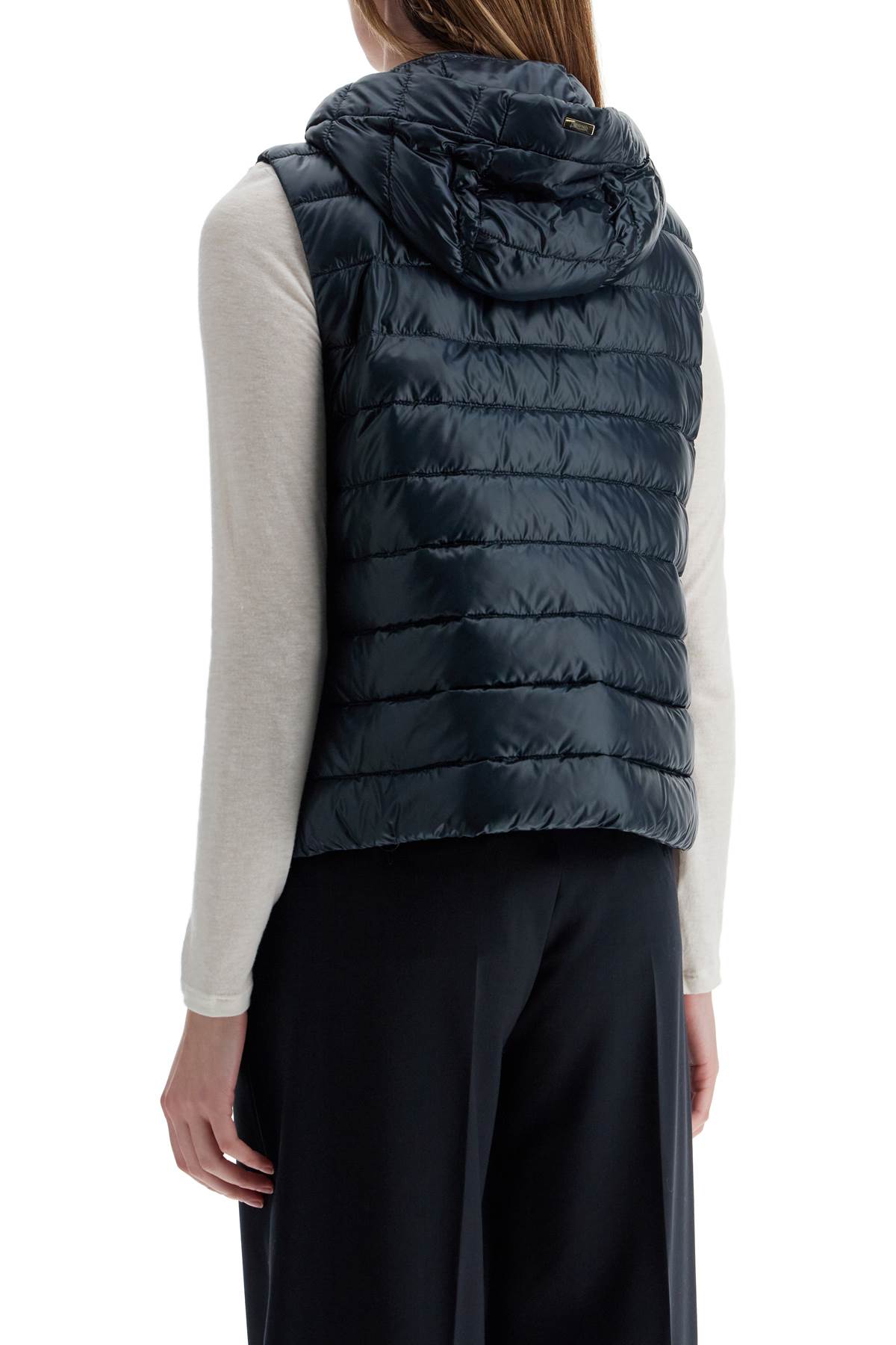 Men's Dark Blue Polyamide Gilet With Hood  - Blue