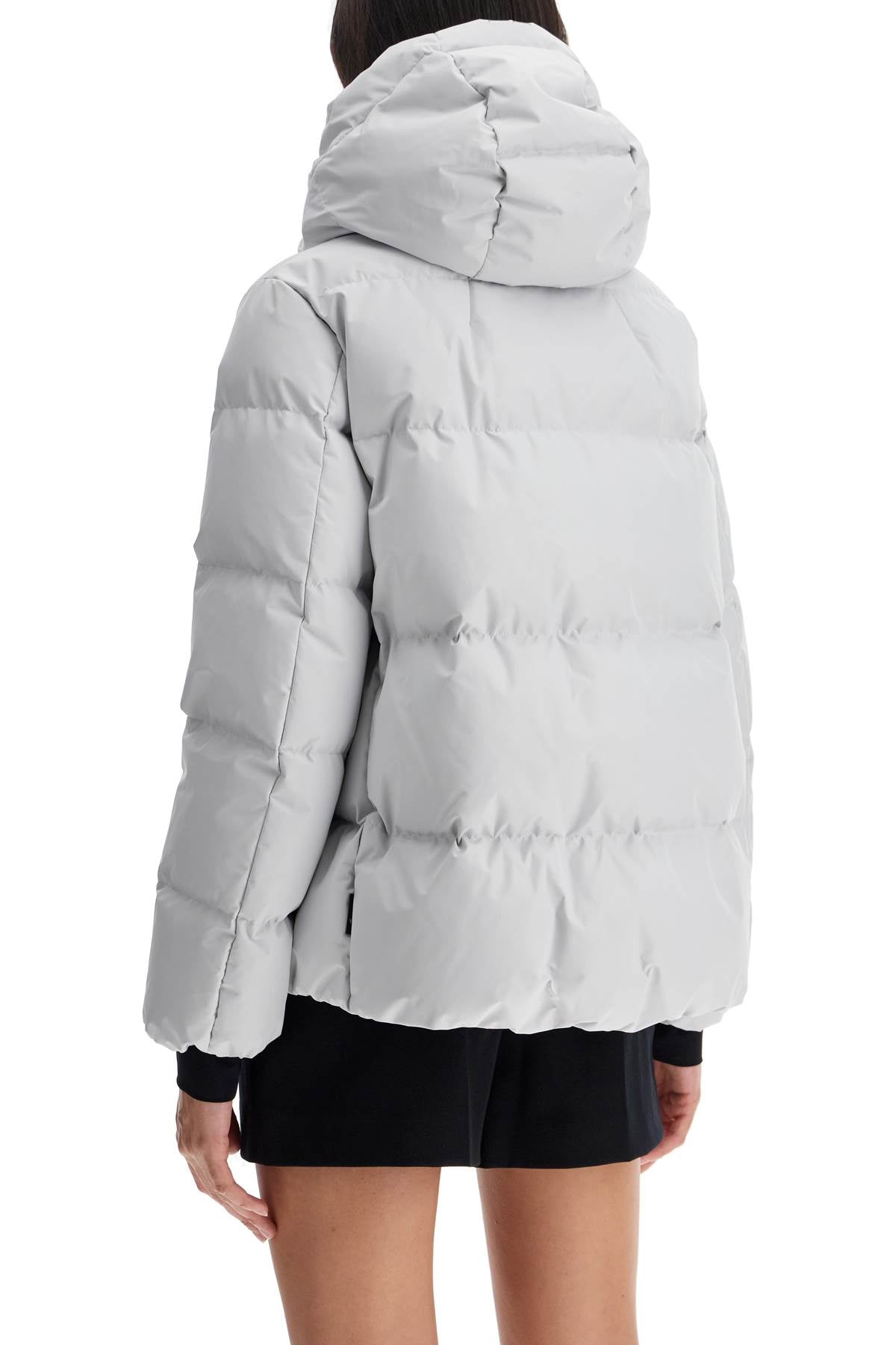 Short Down Jacket With Hood  - Grey