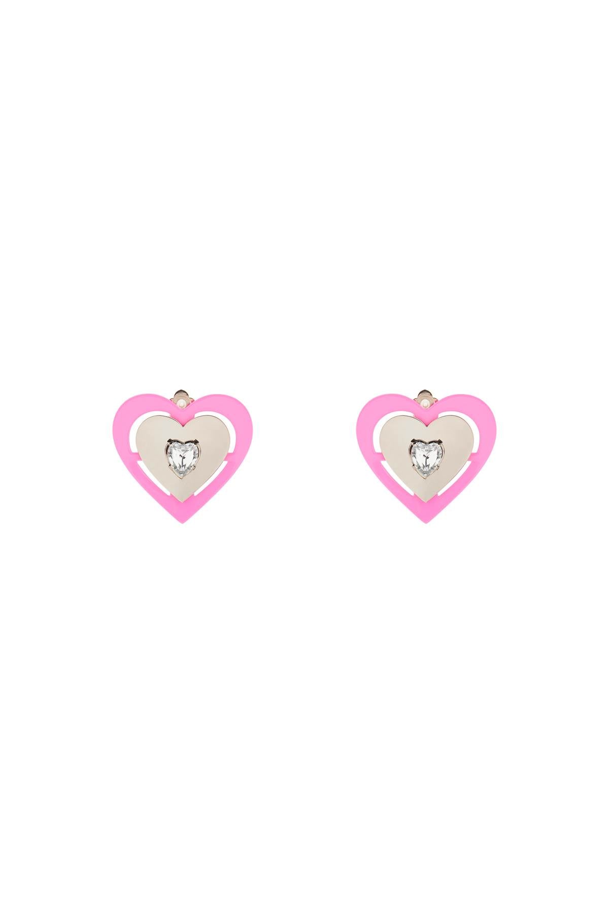 'pink Neon Heart' Clip-on Earrings  - Argento