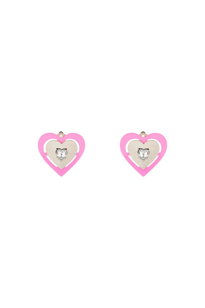 'pink Neon Heart' Clip-on Earrings  - Argento