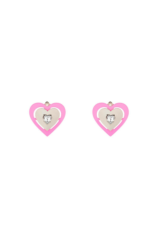 'pink Neon Heart' Clip-on Earrings  - Argento