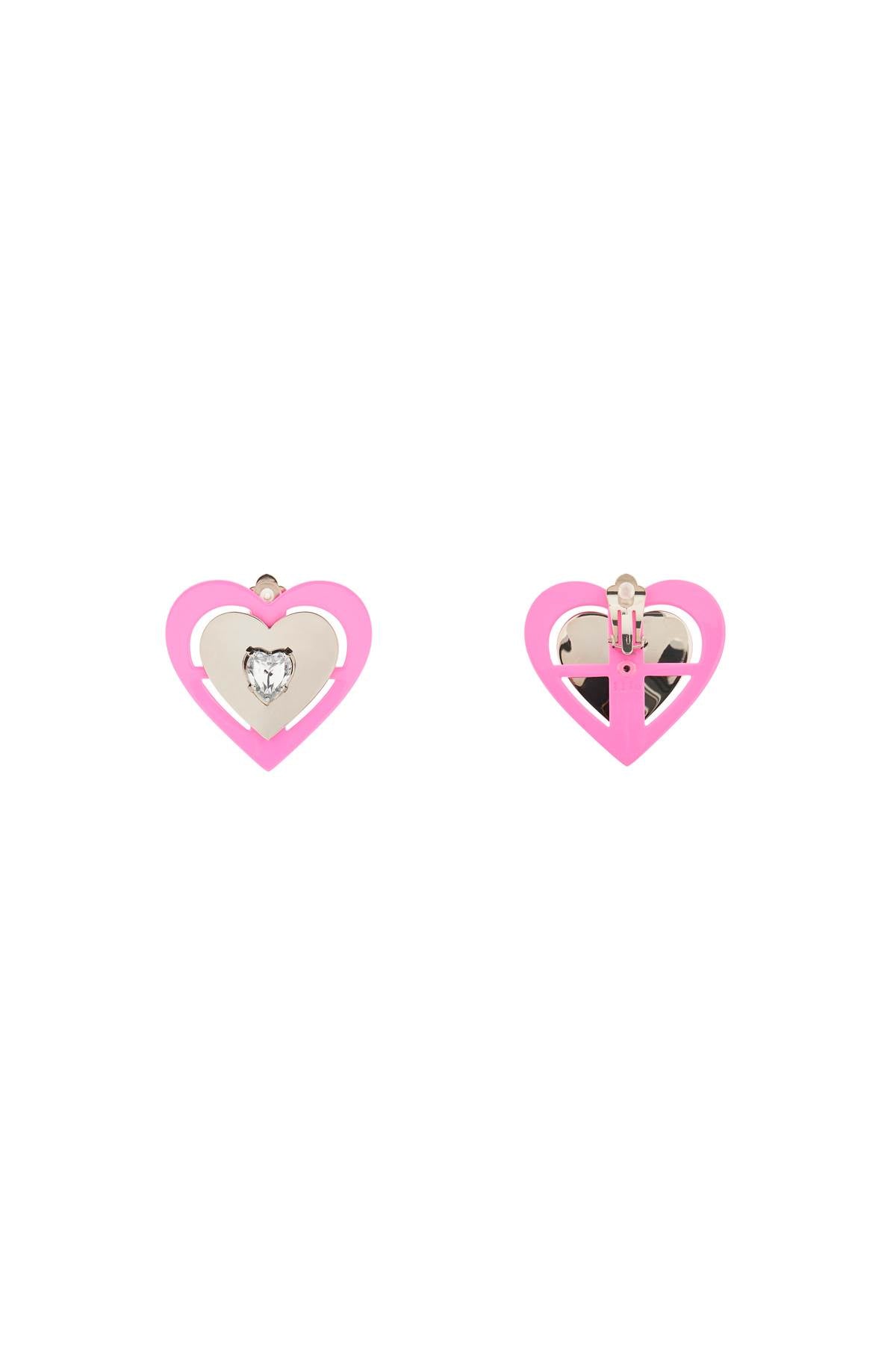 'pink Neon Heart' Clip-on Earrings  - Argento