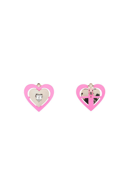 'pink Neon Heart' Clip-on Earrings  - Argento