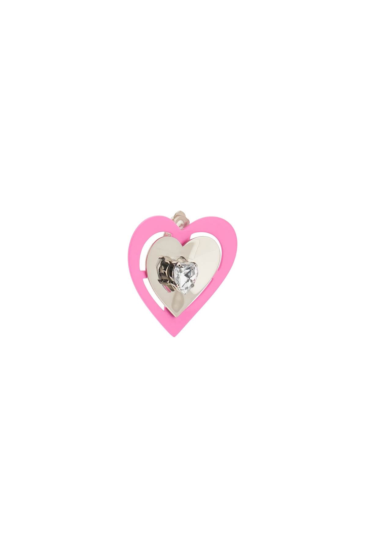 'pink Neon Heart' Clip-on Earrings  - Argento