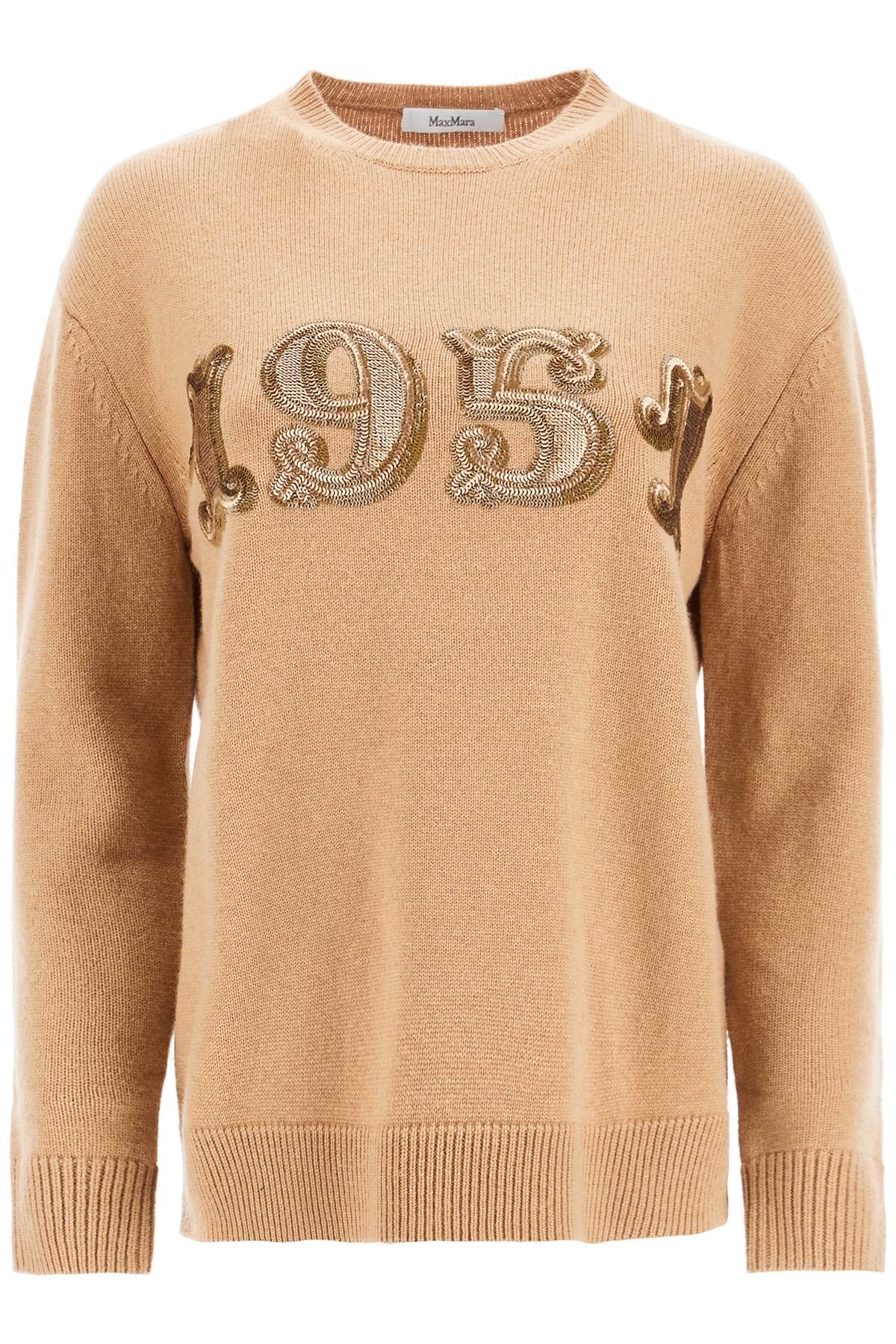 Form With Embroidery And Sequins Pullover  - Beige