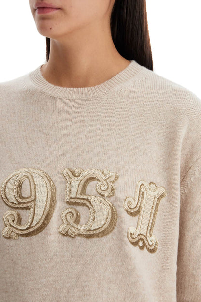 Form With Embroidery And Sequins Pullover  - Neutro