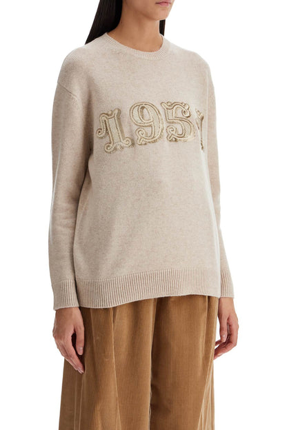 Form With Embroidery And Sequins Pullover  - Neutro