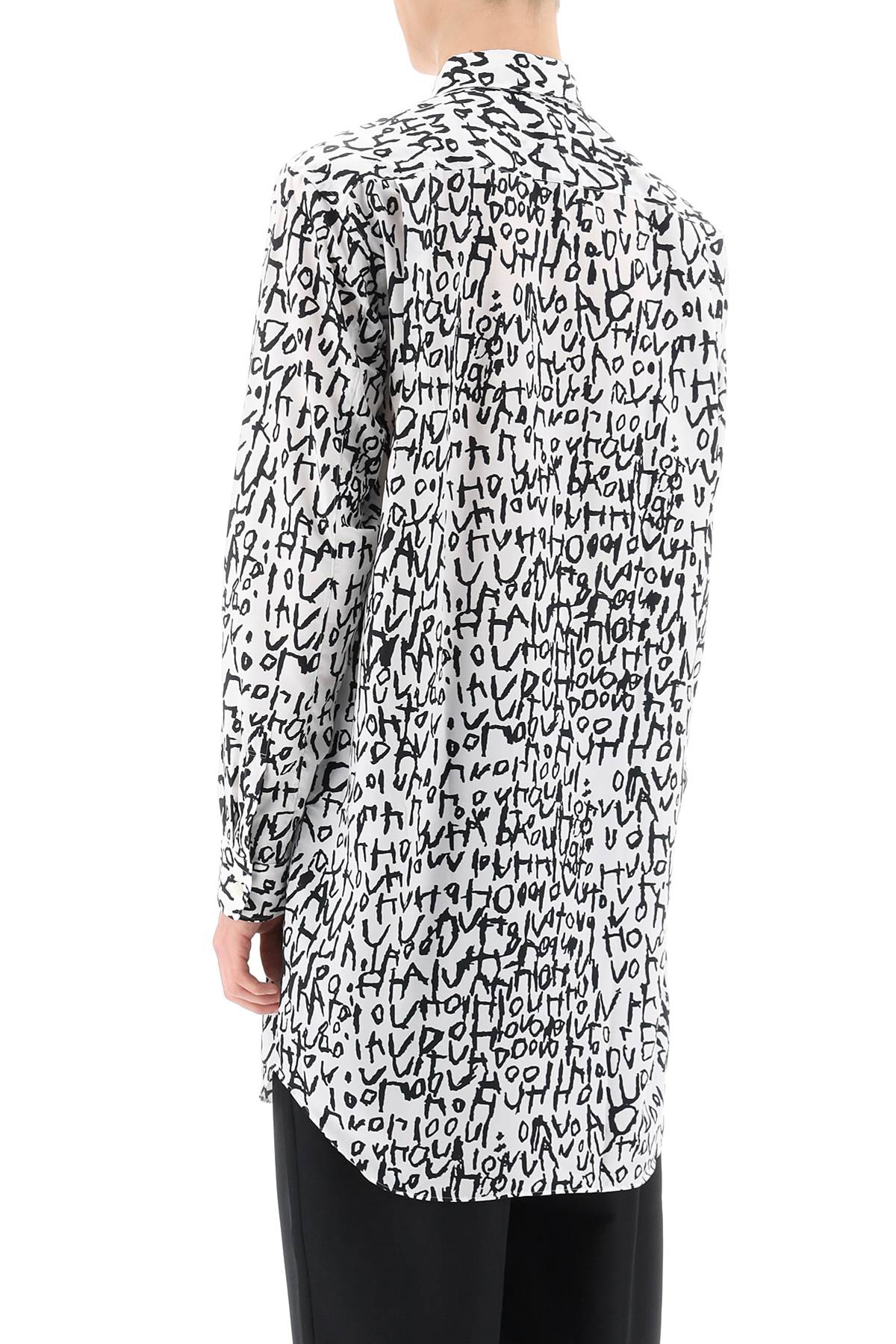 Maxi Shirt With Graphic Print  - Bianco