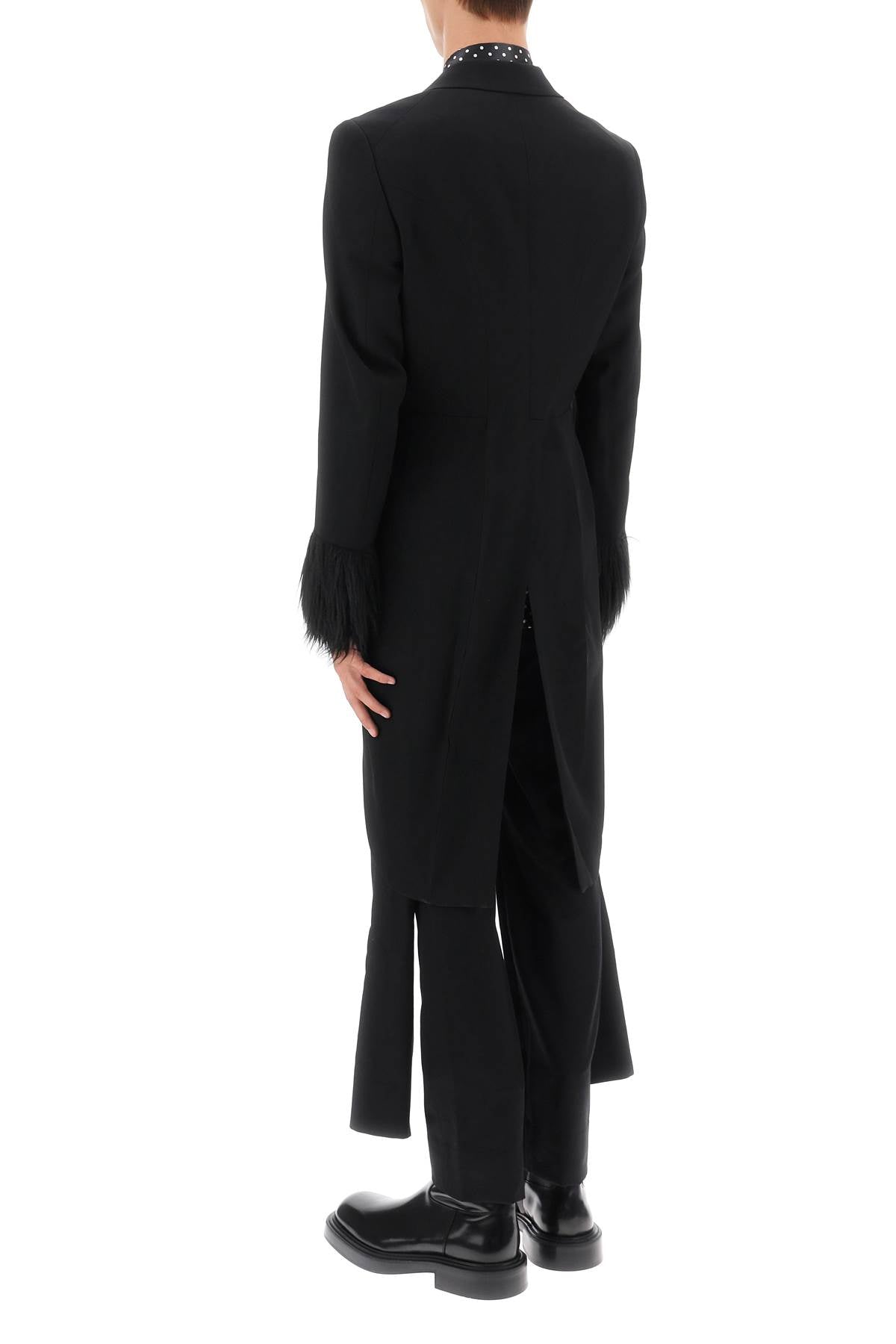 Tailcoat With Eco-fur Inserts  - Nero