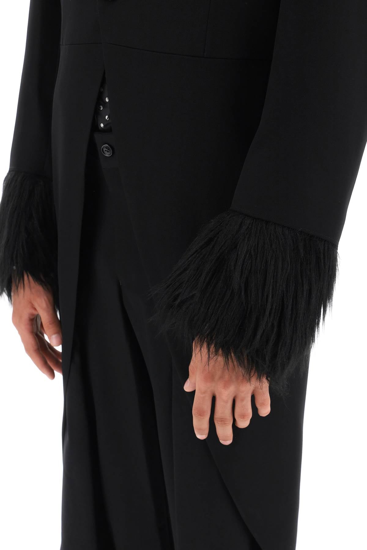 Tailcoat With Eco-fur Inserts  - Nero