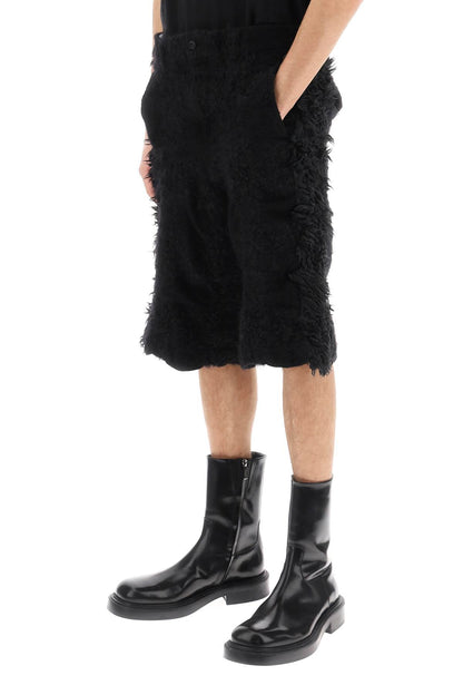 Fur-effect Knitted Shorts  - Nero