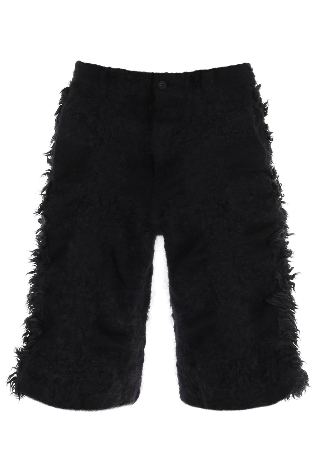 Fur-effect Knitted Shorts  - Nero