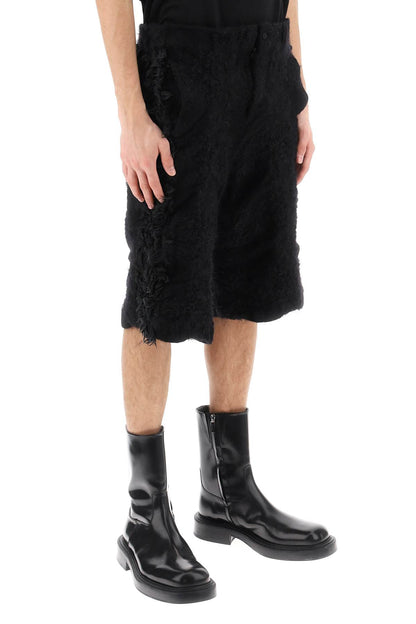 Fur-effect Knitted Shorts  - Nero