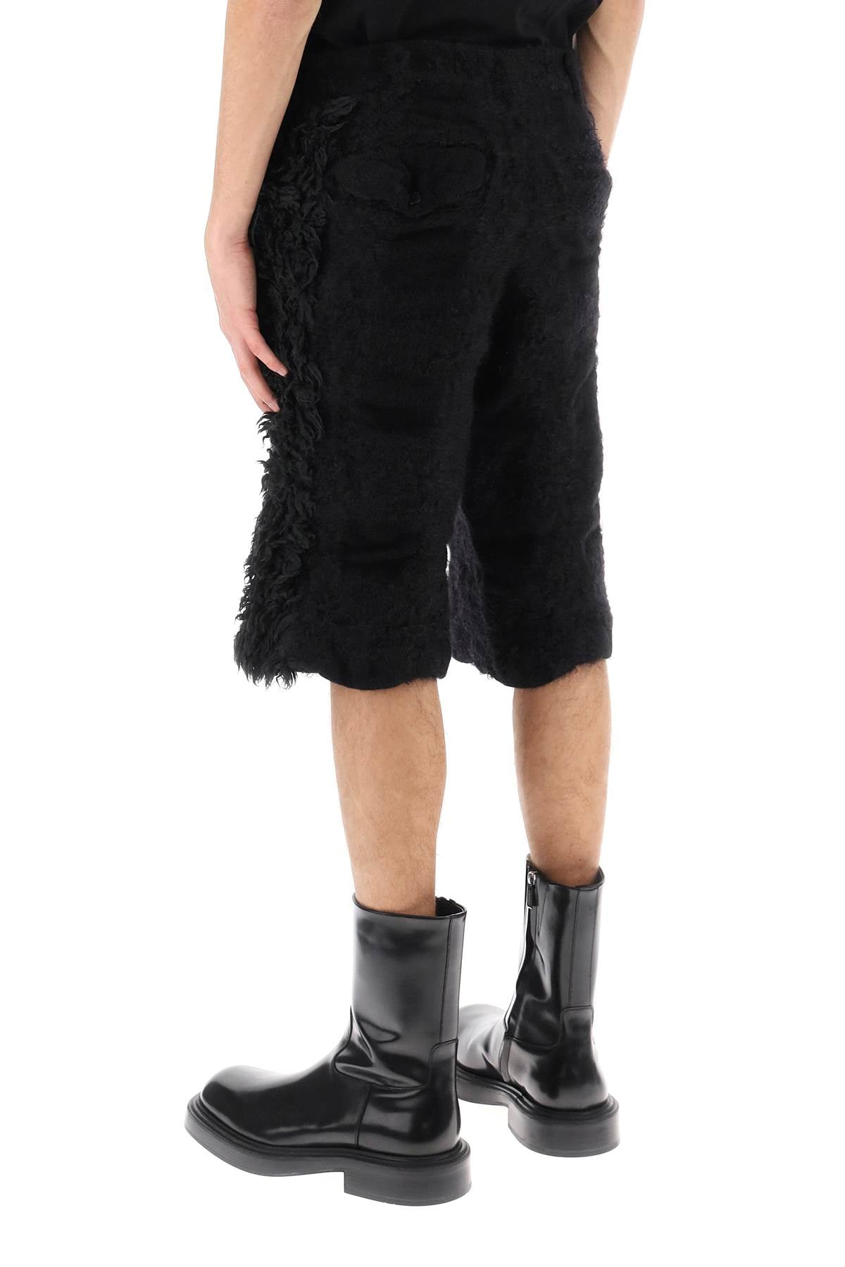 Fur-effect Knitted Shorts  - Nero