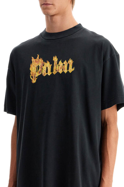 'burning Logo T-shirt  - Black