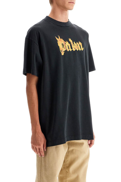 'burning Logo T-shirt  - Black