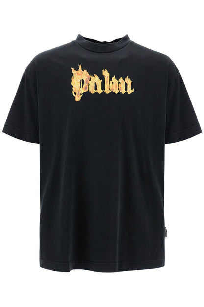 'burning Logo T-shirt  - Black