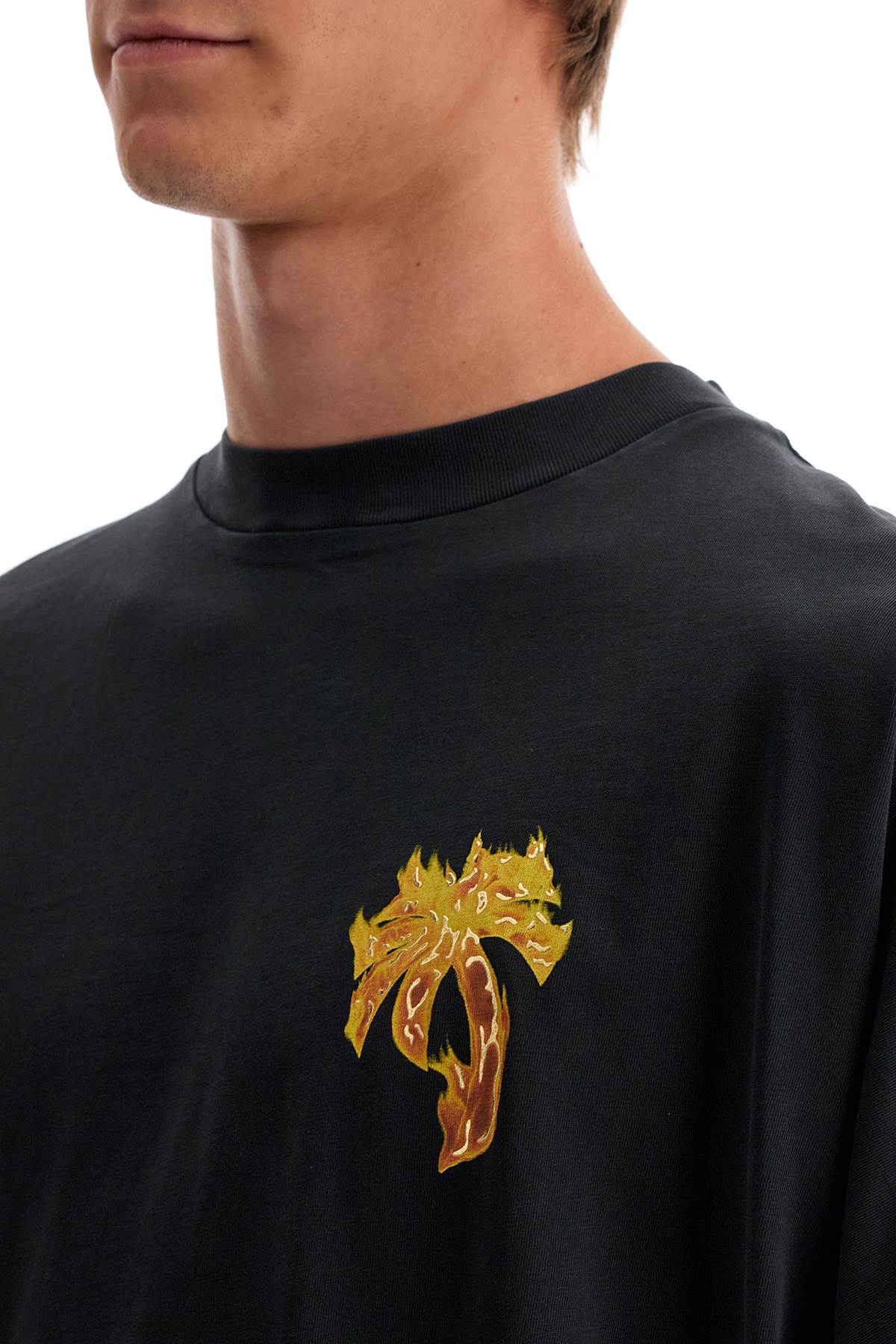 'burning Palm Oversized T  - Black