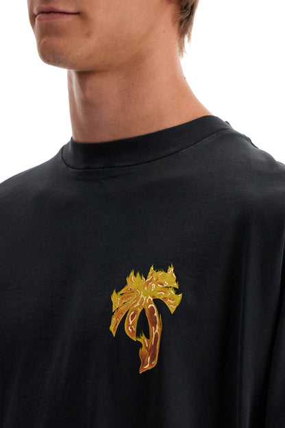 'burning Palm Oversized T  - Black