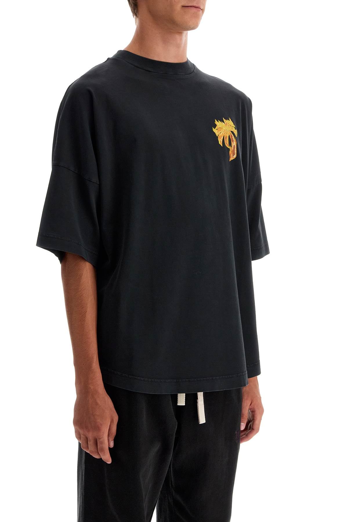 'burning Palm Oversized T  - Black