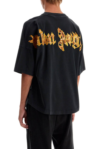 'burning Palm Oversized T  - Black