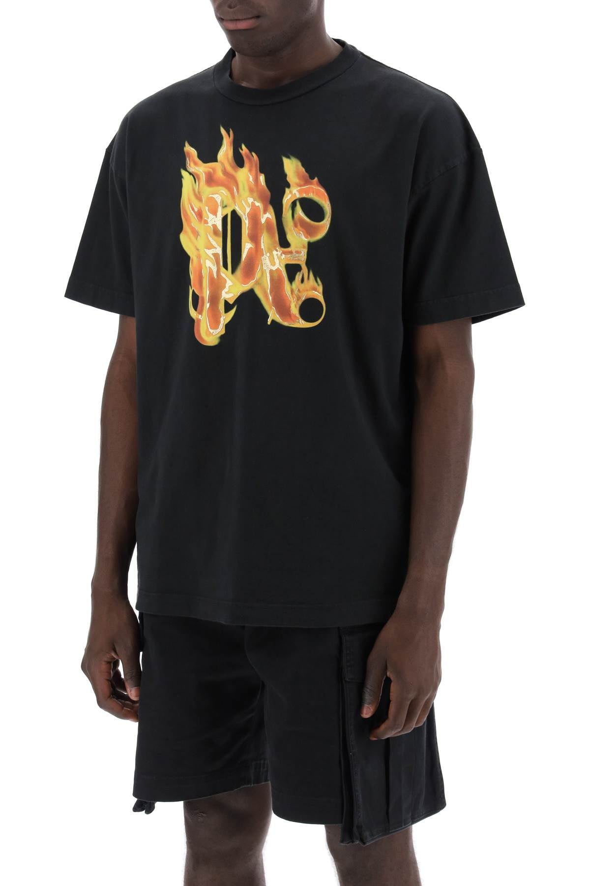 "burning Monogram T  - Black