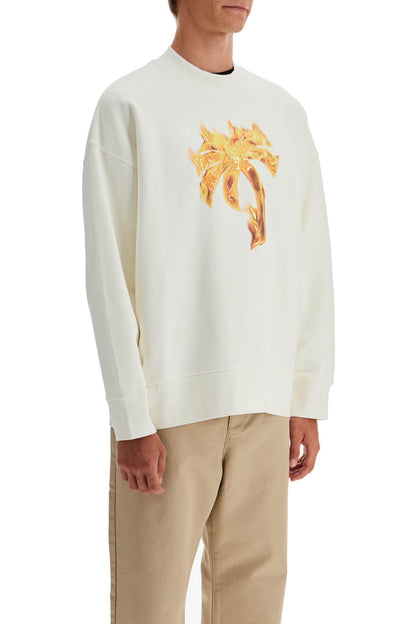 'burning Palm Oversized Sweat  - White