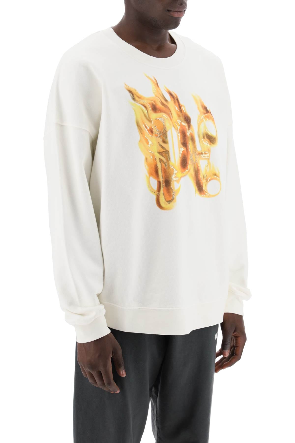 "burning Monogram Crewneck  - White