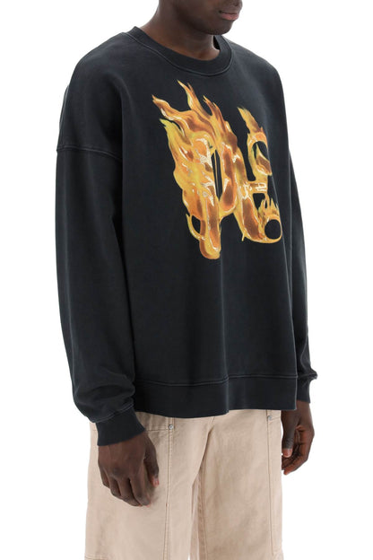 "burning Monogram Crewneck  - Black