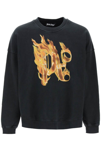 "burning Monogram Crewneck  - Black