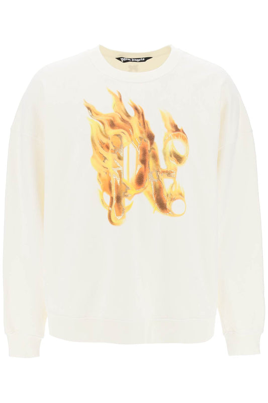 "burning Monogram Crewneck  - White