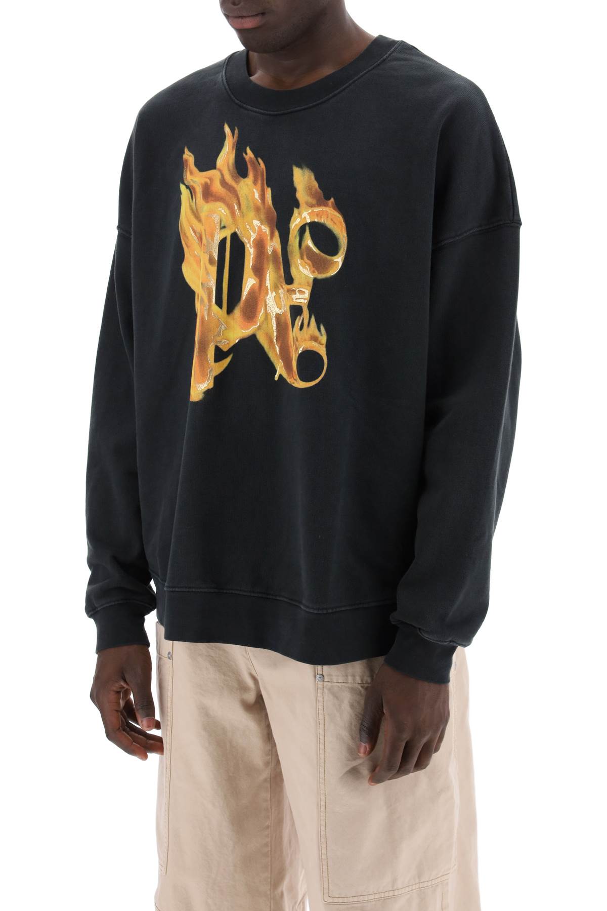 "burning Monogram Crewneck  - Black