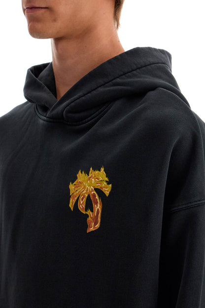 'burning Palm Oversized Hoodie With Hood'  - Black