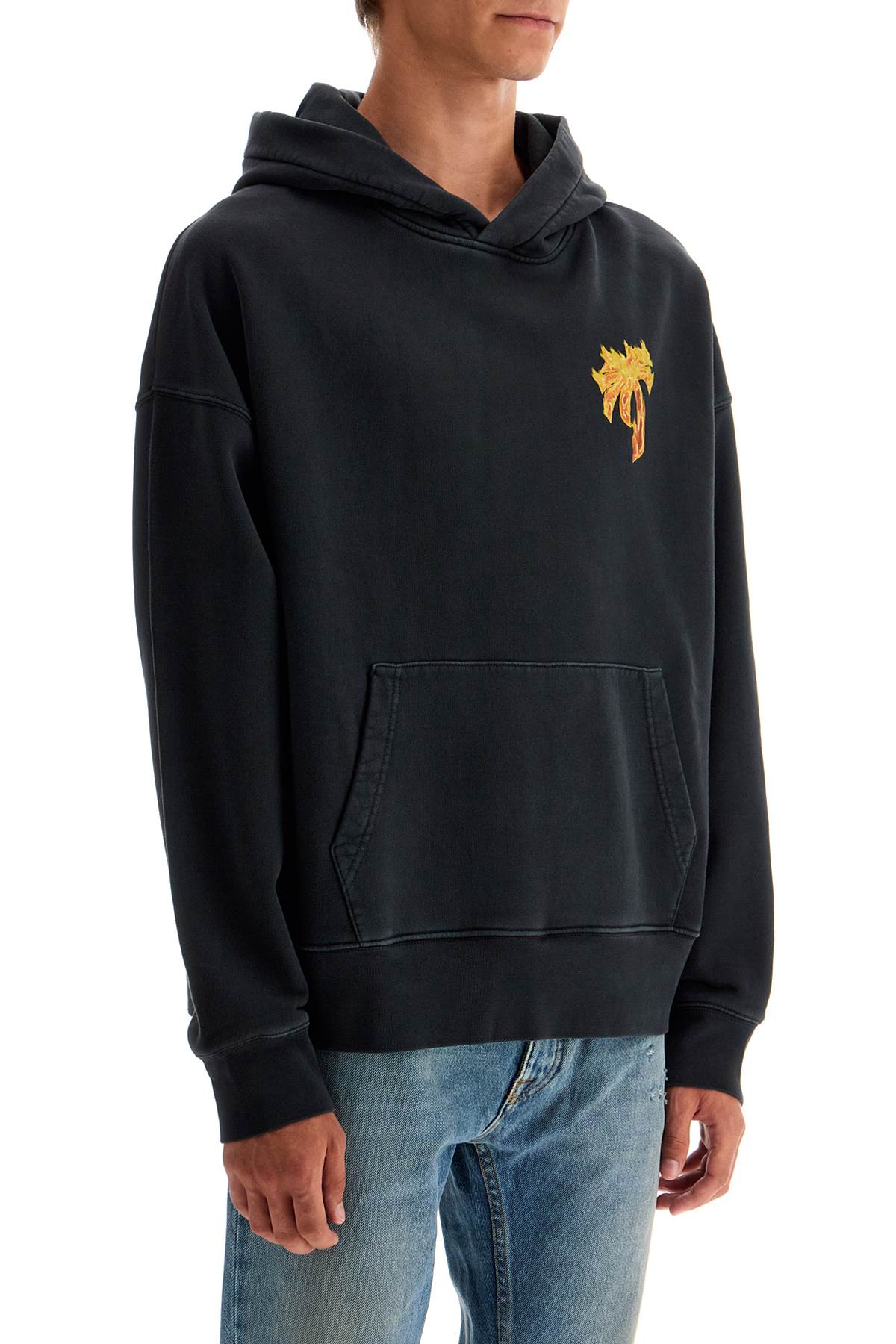 'burning Palm Oversized Hoodie With Hood'  - Black