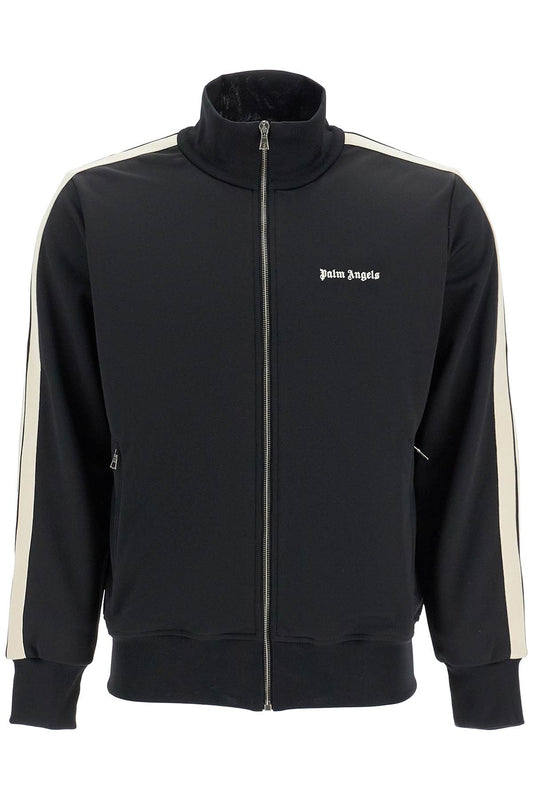 Contrast Band Track Jacket With Nine Words  - Black