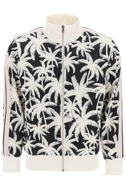 Zip-up Sweatshirt With Palms Print  - White