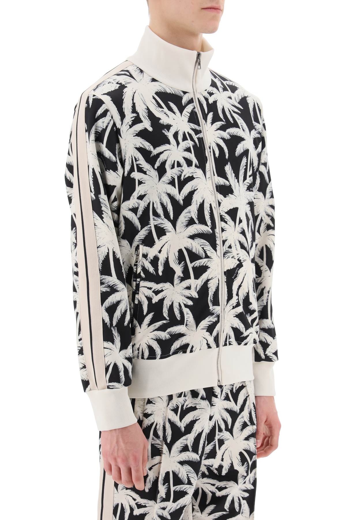 Zip-up Sweatshirt With Palms Print  - White